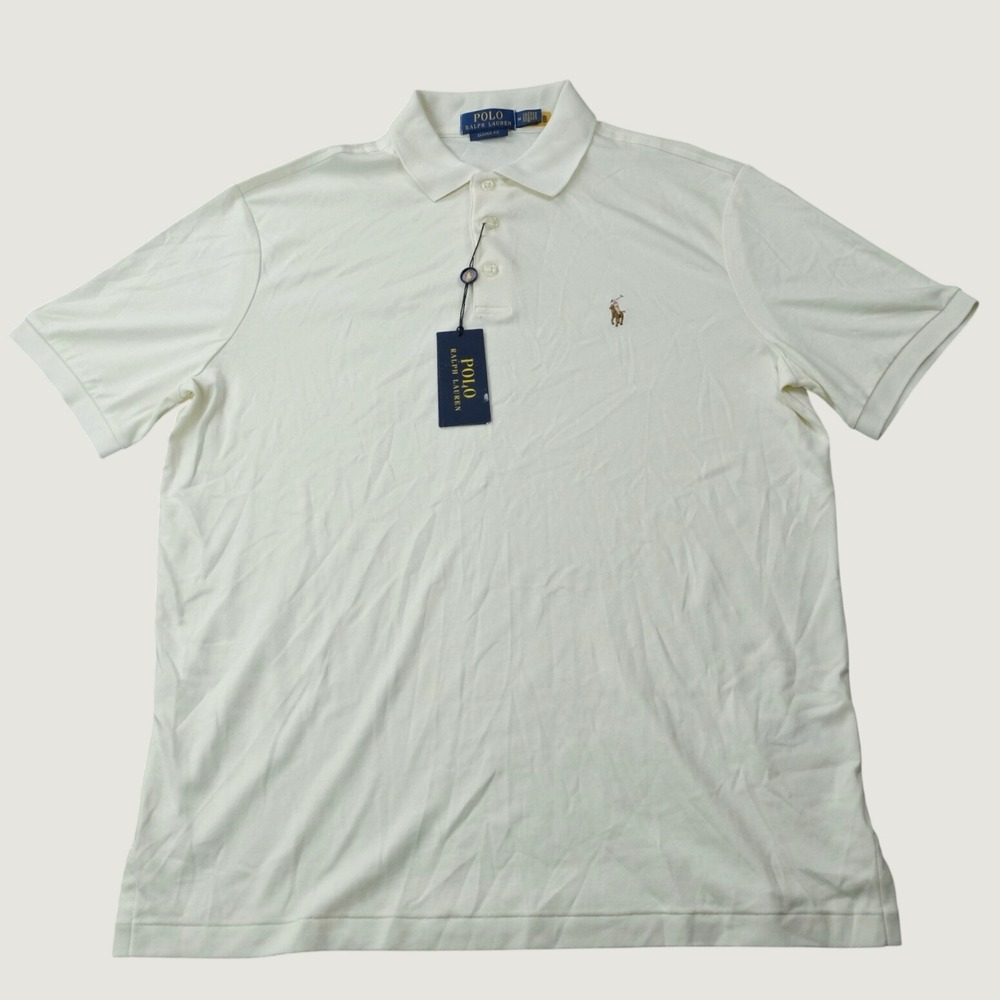 Polo Ralph Lauren Classic Fit M Pale Cream Soft Cotton Polo Shirt Flaw MSRP $118